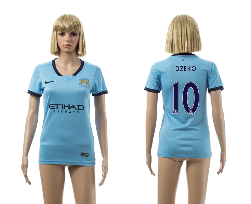 2014-15 Manchester City 10 Dzeko Home Women Jerseys - Click Image to Close