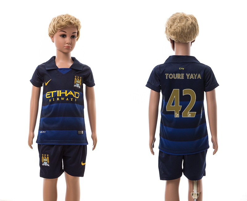 2014-15 Manchester City 42 Toure Yaya Away Youth Soccer Jersey