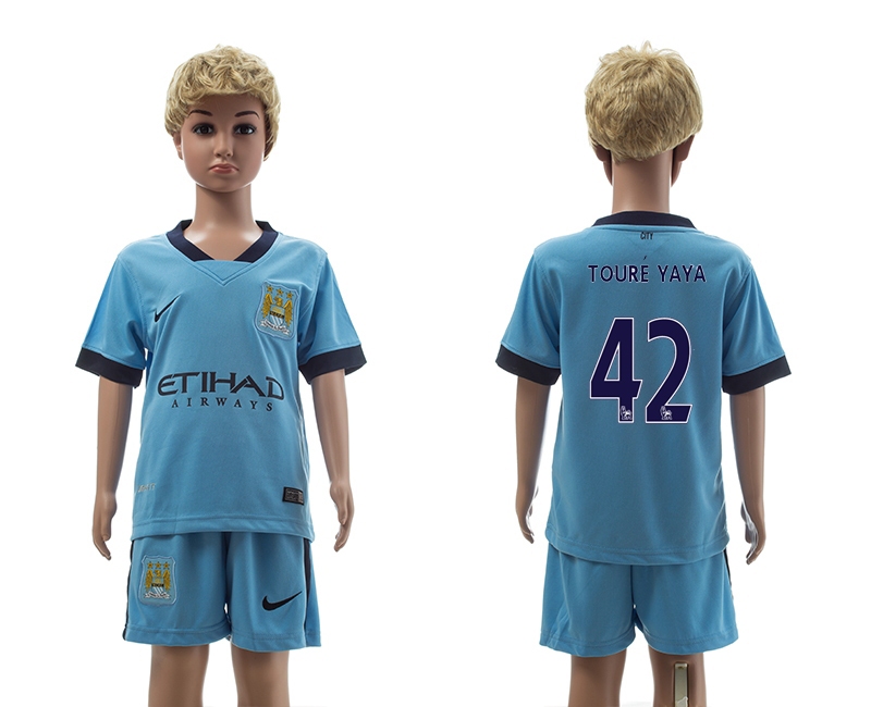 2014-15 Manchester City 42 Toure Yaya Home Youth Jerseys