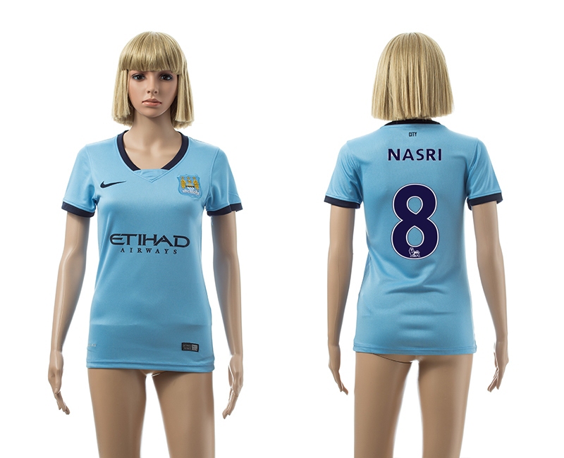 2014-15 Manchester City 8 Nasri Home Women Jerseys - Click Image to Close