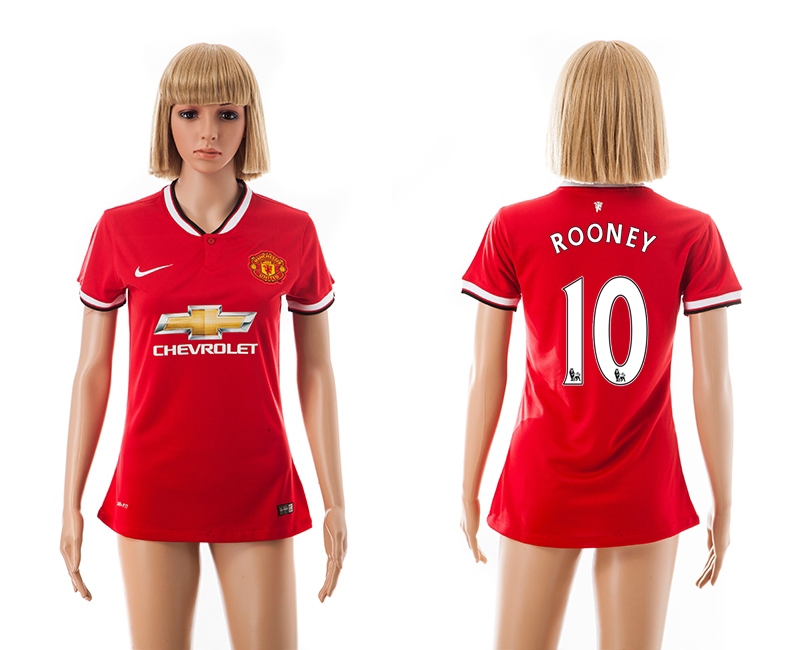 2014-15 Manchester United 10 Rooney Home Women Jerseys