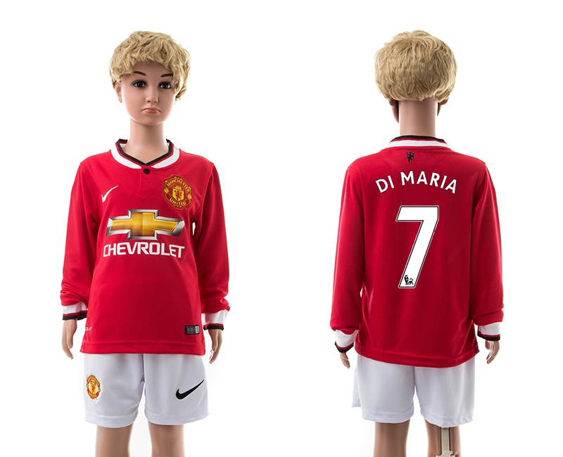 2014-15 Manchester United 7 Di Maria Home Long Sleeve Youth Jersey