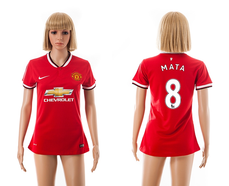 2014-15 Manchester United 8 Mata Home Women Jerseys