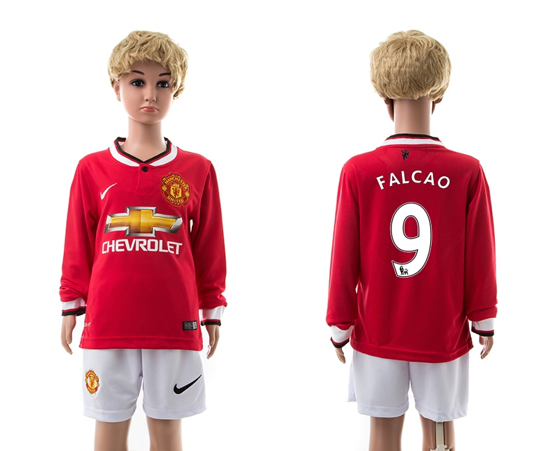 2014-15 Manchester United 9 Falcao Home Long Sleeve Youth Jersey