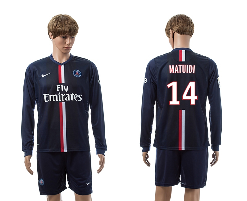 2014-15 Paris Saint Germain 14 Matuidi Home Long Sleeve Jerseys