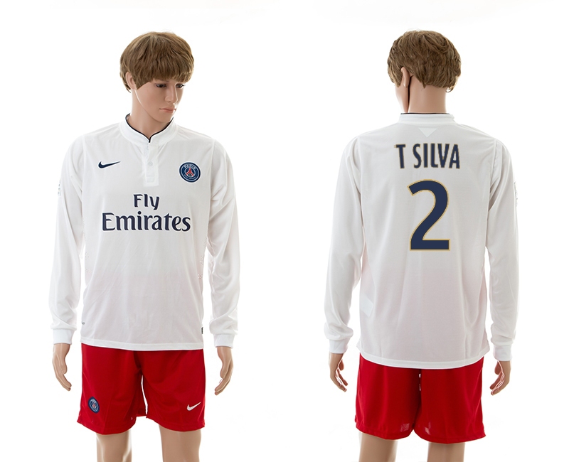 2014-15 Paris Saint Germain 2 T.Silva Away Long Sleeve Jerseys