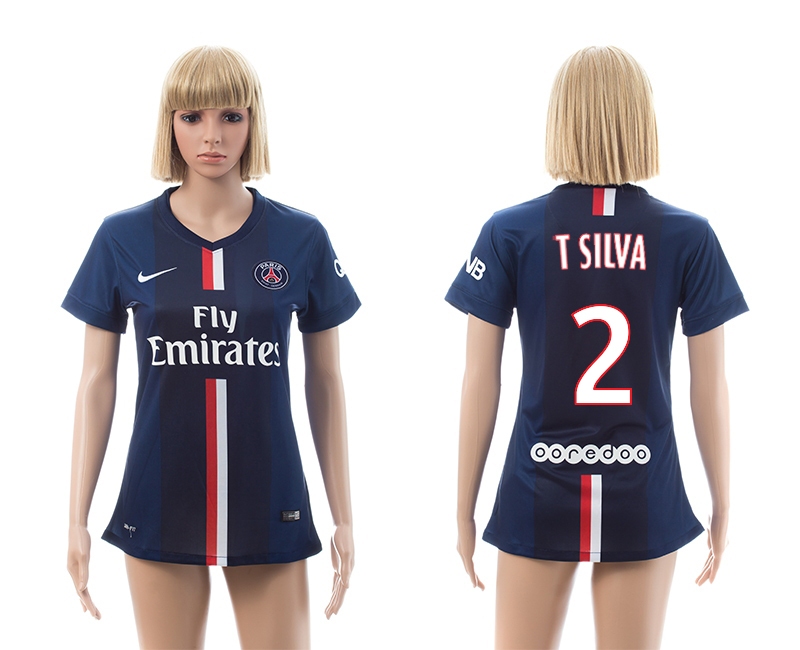 2014-15 Paris Saint Germain 2 T.Silva Home Women Jerseys
