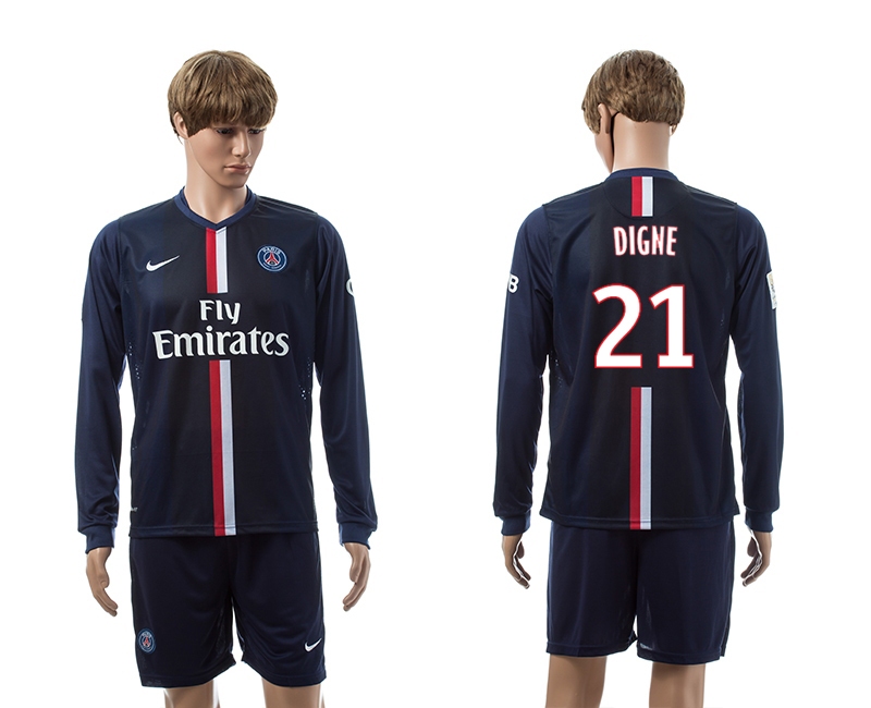 2014-15 Paris Saint Germain 21 Digne Home Long Sleeve Jerseys