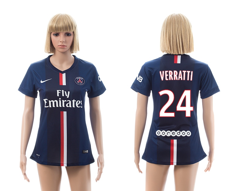 2014-15 Paris Saint Germain 24 Verratti Home Women Jerseys