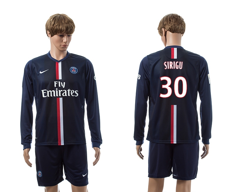 2014-15 Paris Saint Germain 30 Sirigu Home Long Sleeve Jerseys