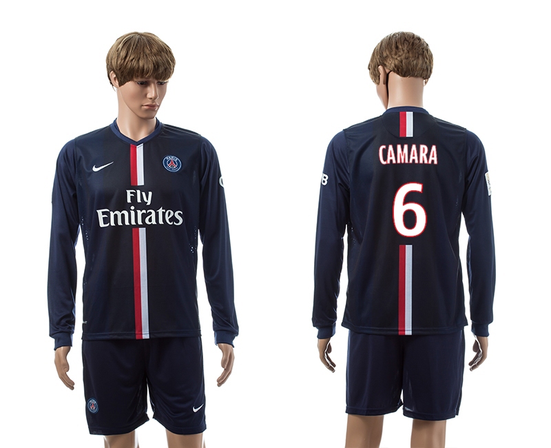 2014-15 Paris Saint Germain 6 Camara Home Long Sleeve Jerseys