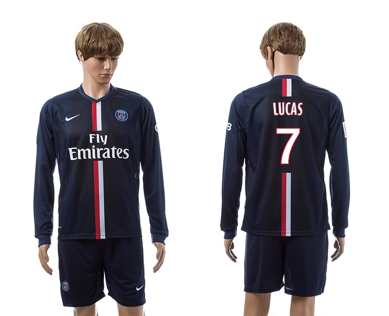2014-15 Paris Saint Germain 7 Lucas Home Long Sleeve Jerseys 2014-15 Paris Saint Germain 7 Lucas Home Long Sleeve Jerseys