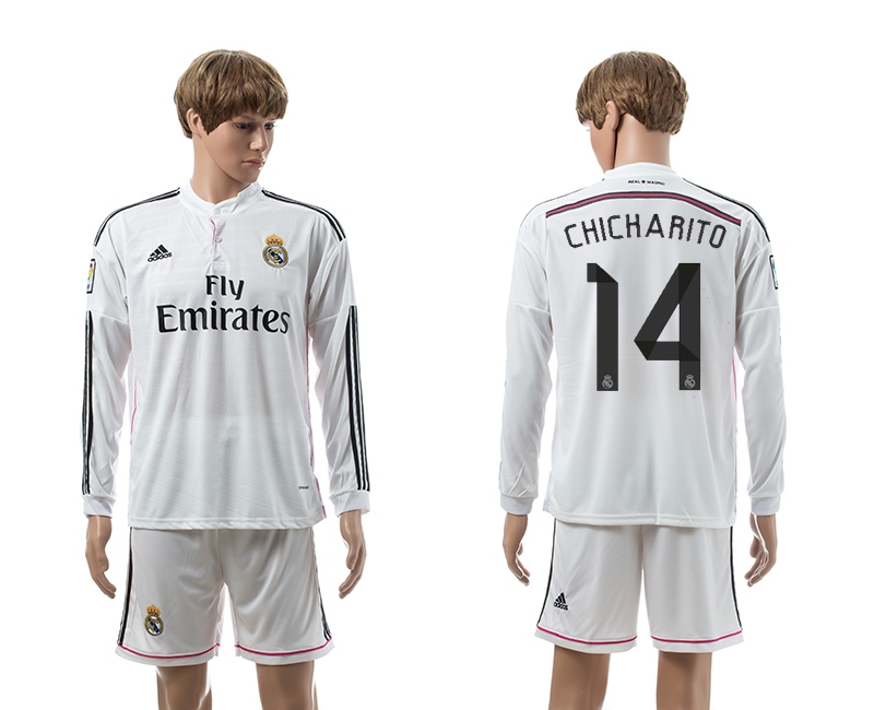 2014-15 Real Madrid 14 Chicharito Home Long Sleeve Jerseys