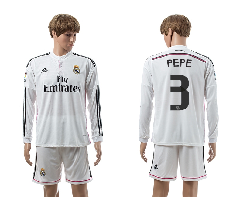 2014-15 Real Madrid 3 Pepe Home Long Sleeve Jerseys