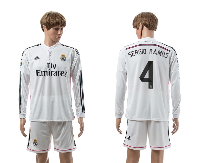 2014-15 Real Madrid 4 Sergio Ramos Home Long Sleeve Jerseys