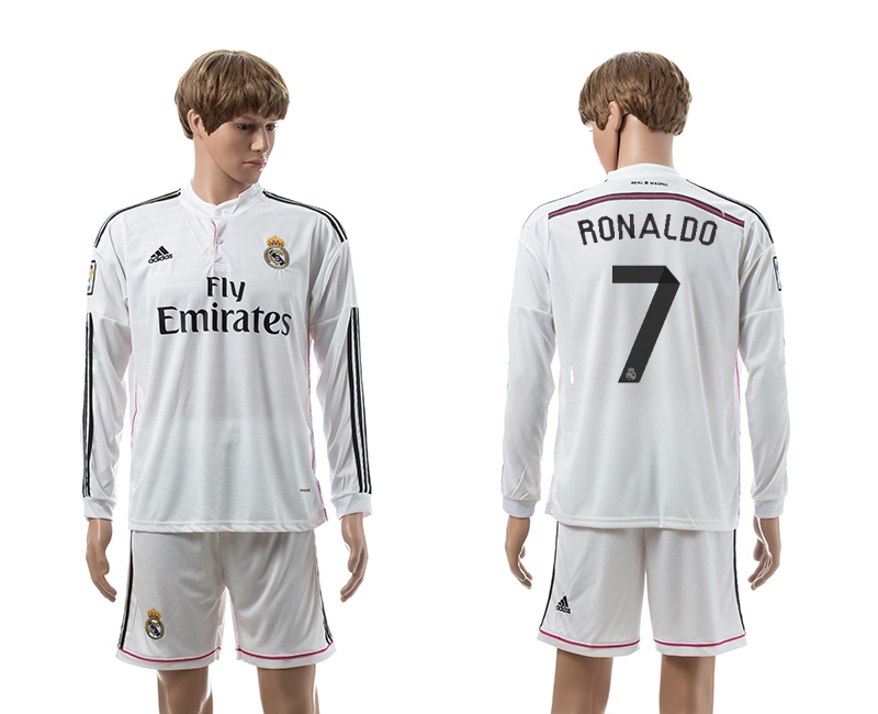 2014-15 Real Madrid 7 Ronaldo Home Long Sleeve Jerseys