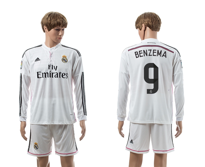 2014-15 Real Madrid 9 Benzema Home Long Sleeve Jerseys