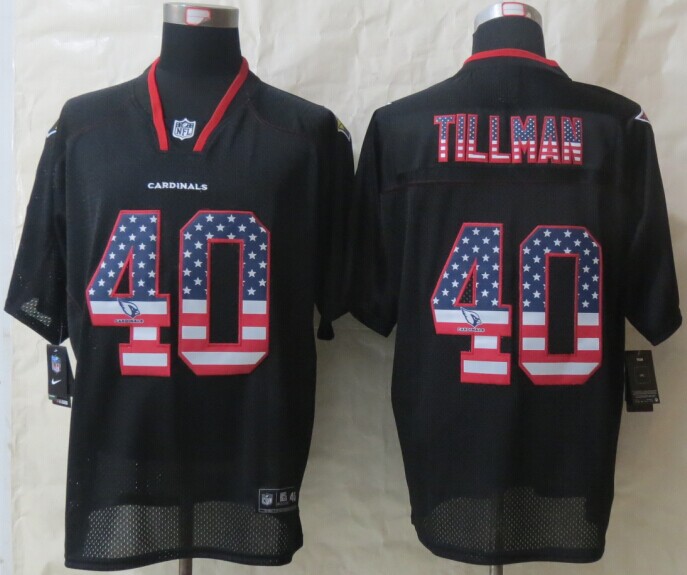Nike Cardinals 40 Tillman USA Flag Fashion Black Elite Jerseys - Click Image to Close