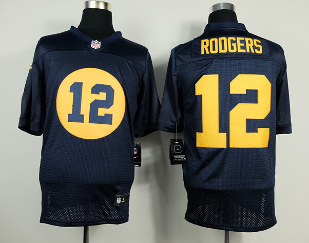 Nike Packers 12 Rodgers Blue Elite Jerseys