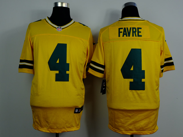 Nike Packers 4 Favre Yellow Elite Jerseys