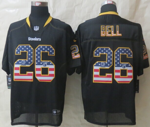 Nike Steelers 26 Bell USA Flag Fashion Black Elite Jerseys