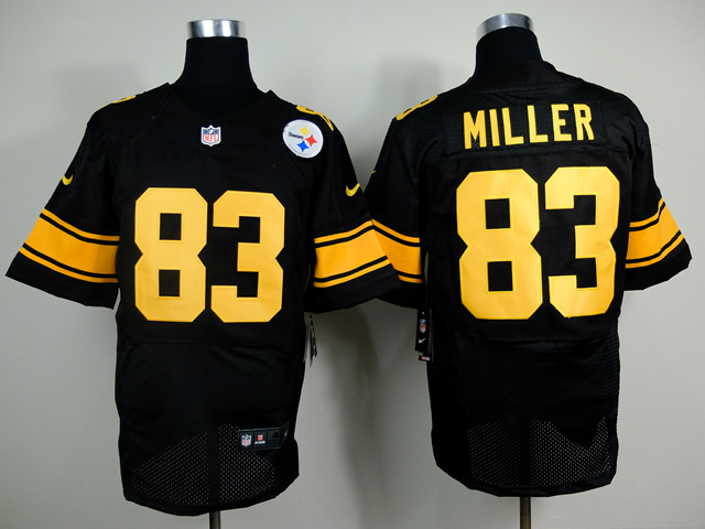 Nike Steelers 83 Miller Black Gold Letters Elite Jerseys
