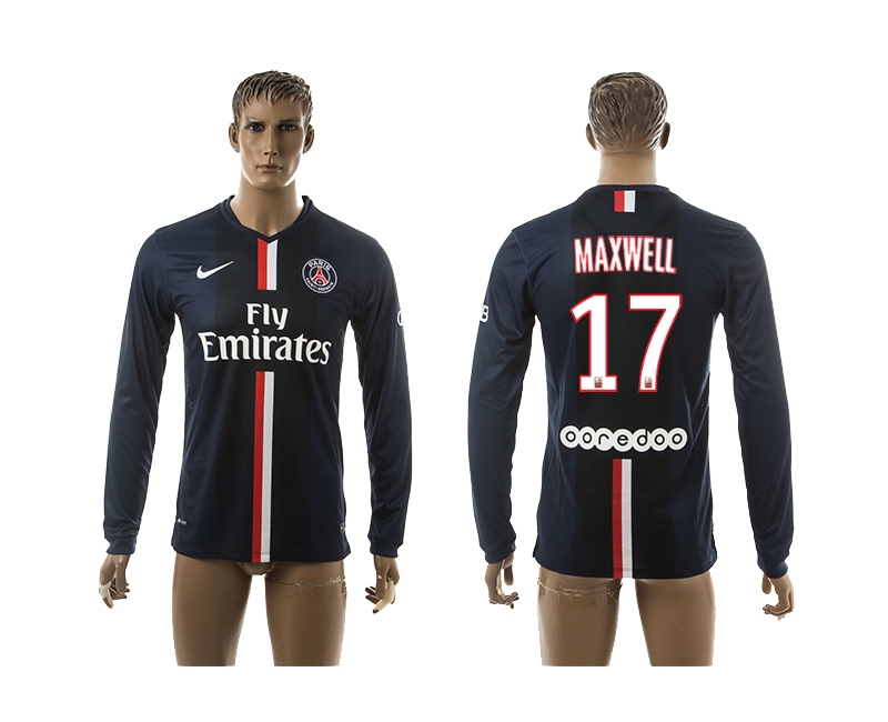 2014-15 Paris Saint Germain 17 Maxwell Home Long Sleeve Thailand Jerseys