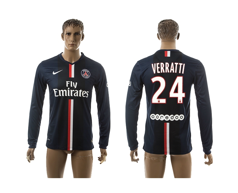 2014-15 Paris Saint Germain 24 Verratti Home Long Sleeve Thailand Jerseys