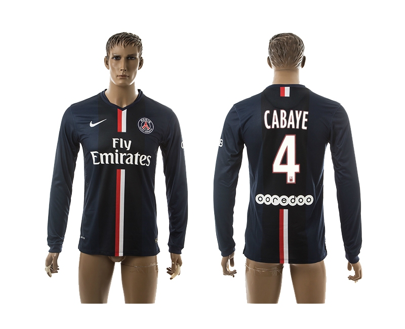 2014-15 Paris Saint Germain 4 Cabaye Home Long Sleeve Thailand Jerseys