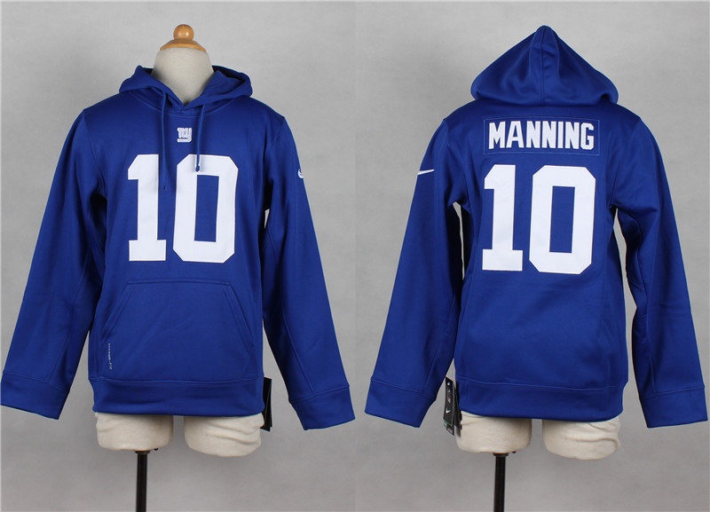 Nike Giants 10 Manning Blue Hooded Youth Jerseys