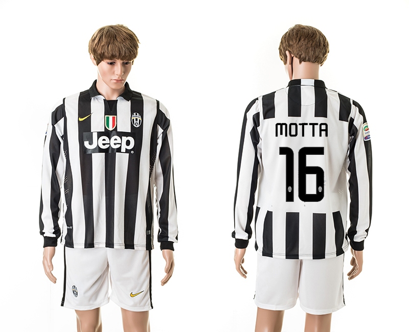 2014-15 Juventus 16 Motta UEFA Champions League Long Sleeve Home Jerseys