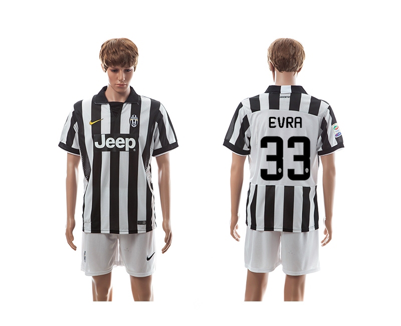 2014-15 Juventus 33 Evra UEFA Champions League Home Jerseys