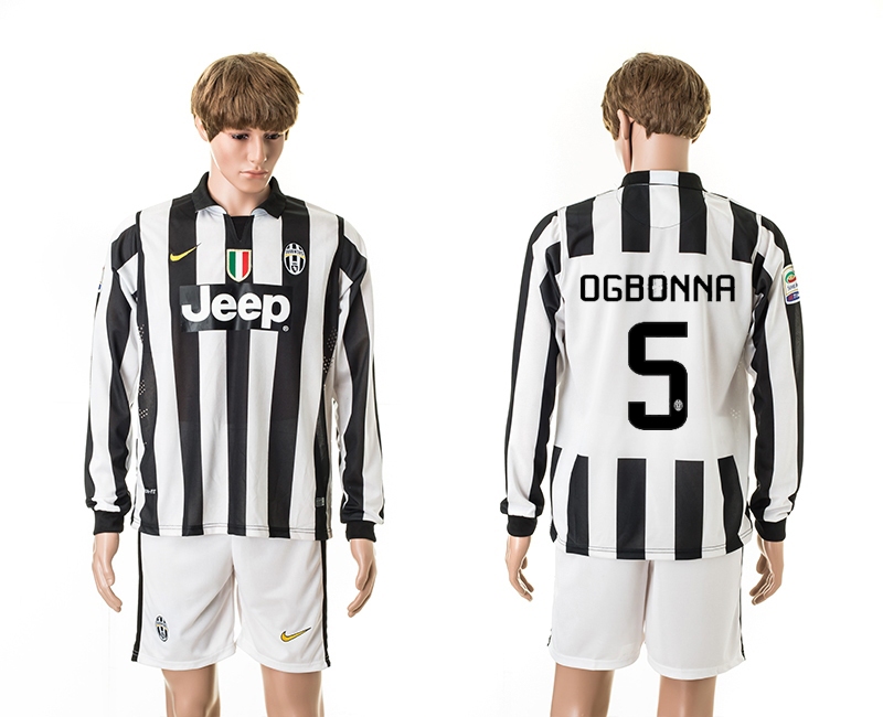 2014-15 Juventus 5 Ogbonna UEFA Champions League Long Sleeve Home Jerseys