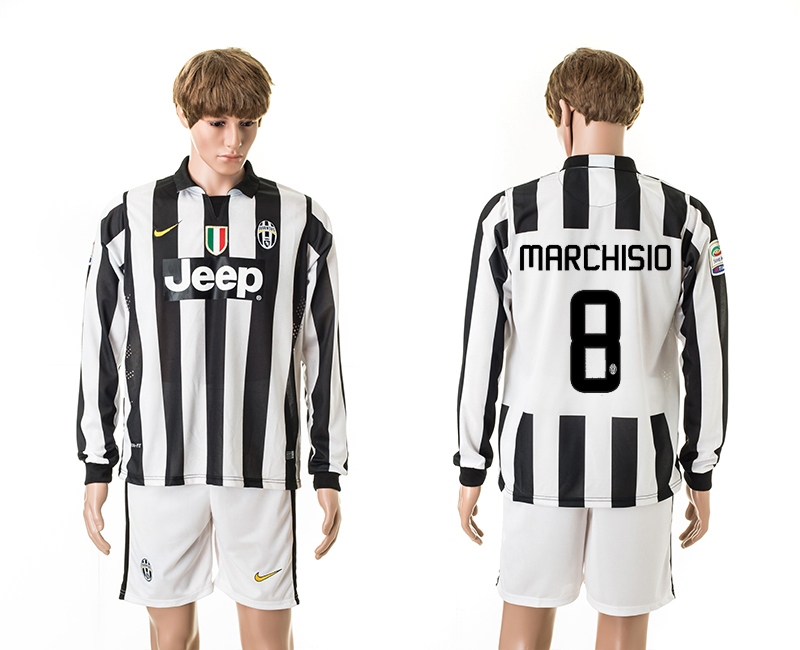 2014-15 Juventus 8 Marchisio UEFA Champions League Long Sleeve Home Jerseys