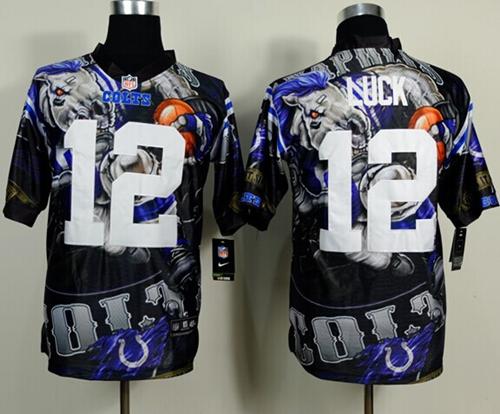 Nike Colts 12 Luck Stitched Elite Fanatical Version Jerseys