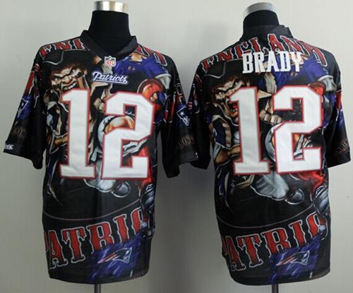Nike Patriots 12 Brady Stitched Elite Fanatical Version Jerseys