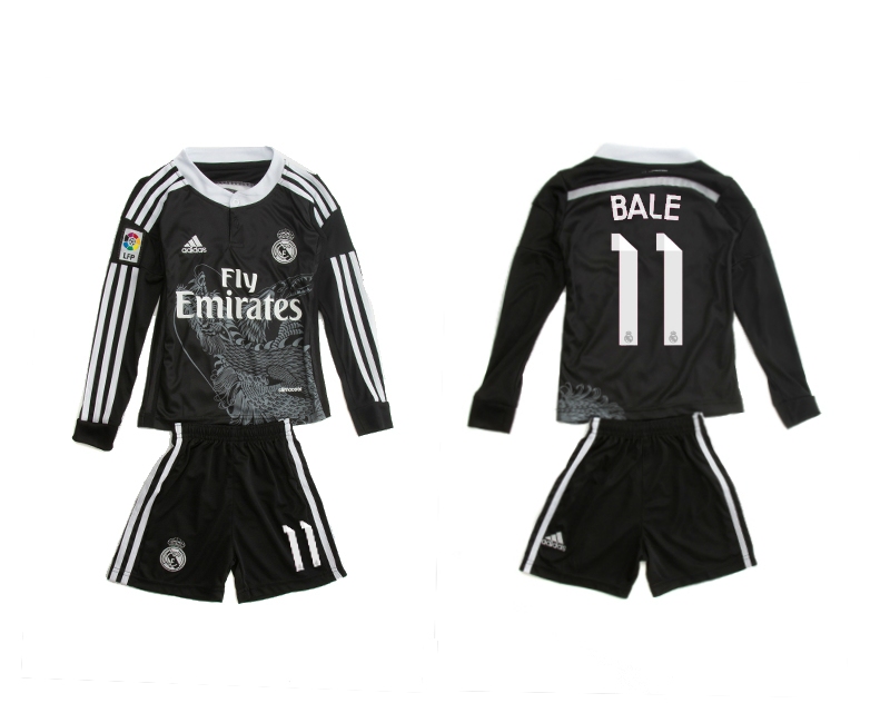 2014-15 Real Madrid 11 Bale Third Away Long Sleeve Youth Jerseys
