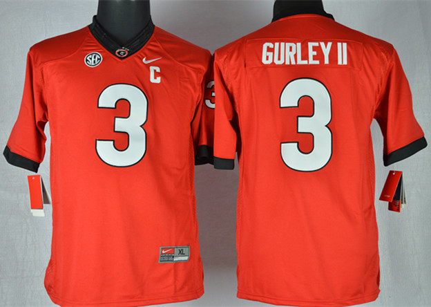 Georgia Bulldogs 3 Gurley II Red Youth Jerseys - Click Image to Close