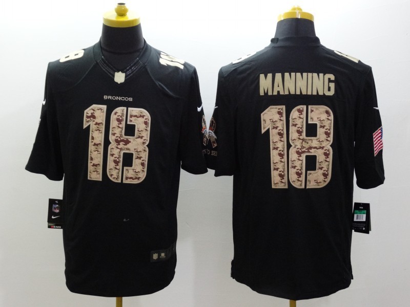 Nike Broncos 18 Manning Black Salute To Service Limited Jerseys