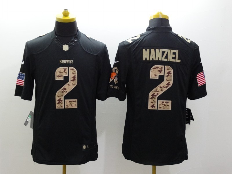 Nike Browns 2 Manziel Black Salute To Service Limited Jerseys