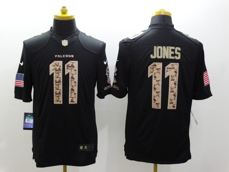 Nike Falcons 11 Jones Black Salute To Service Limited Jerseys - Click Image to Close