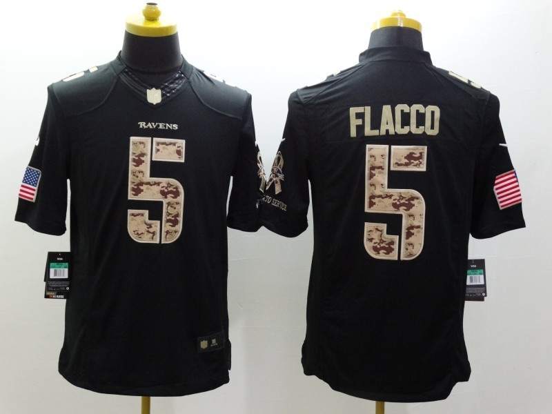 Nike Ravens 5 Flacco Black Salute To Service Limited Jerseys