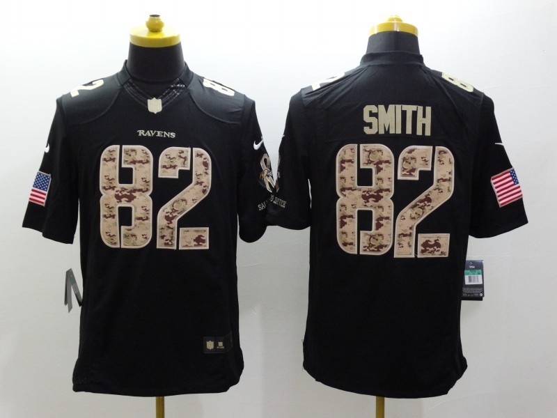 Nike Ravens 82 Smith Black Salute To Service Limited Jerseys