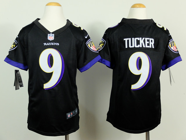 Nike Ravens 9 Tucker Black Youth Jerseys