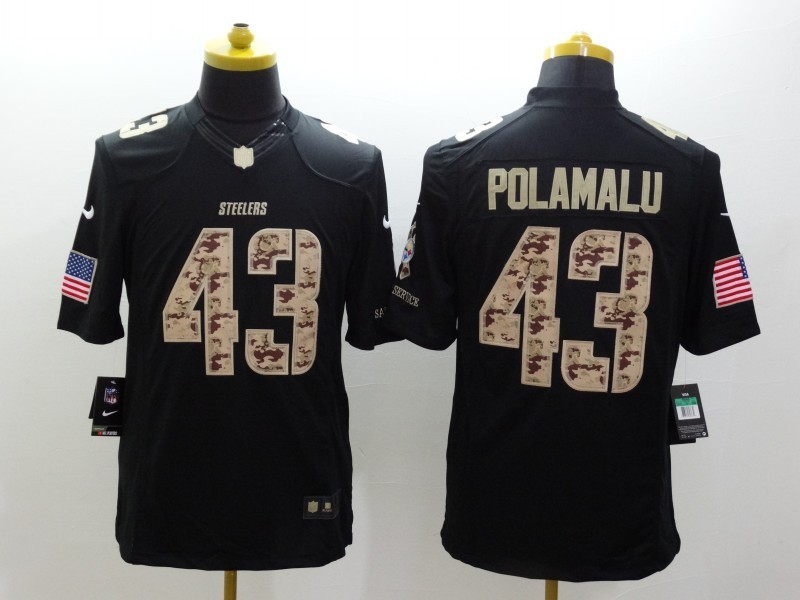 Nike Steelers 43 Troy Polamalu Black Salute To Service Limited Jerseys