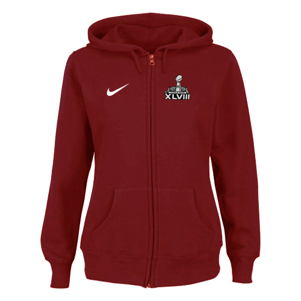 Nike NFL Super Bowl XLVIII Ladies Tailgater Full Zip Hoodie Red - Click Image to Close