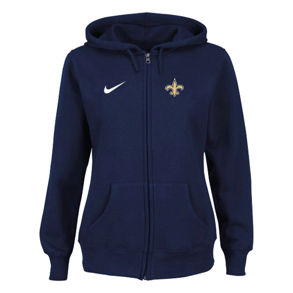 Nike New Orleans Saints Ladies Tailgater Full Zip Hoodie Blue - Click Image to Close