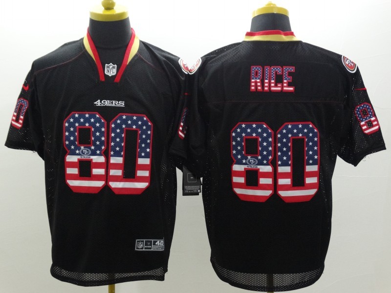 Nike 49ers 80 Rick US Flag Fashion Black Elite Jerseys