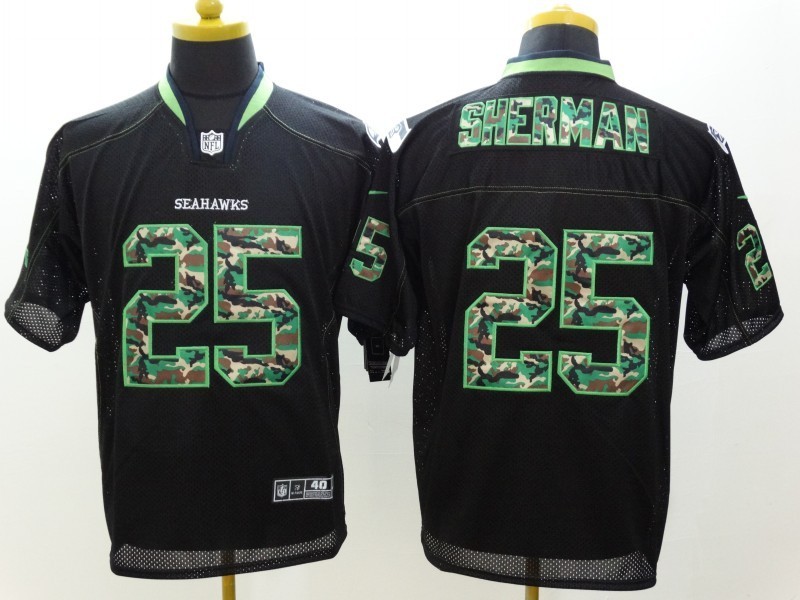 Nike Seahawks 25 Sherman Black Fashion Camo Elite Jerseys