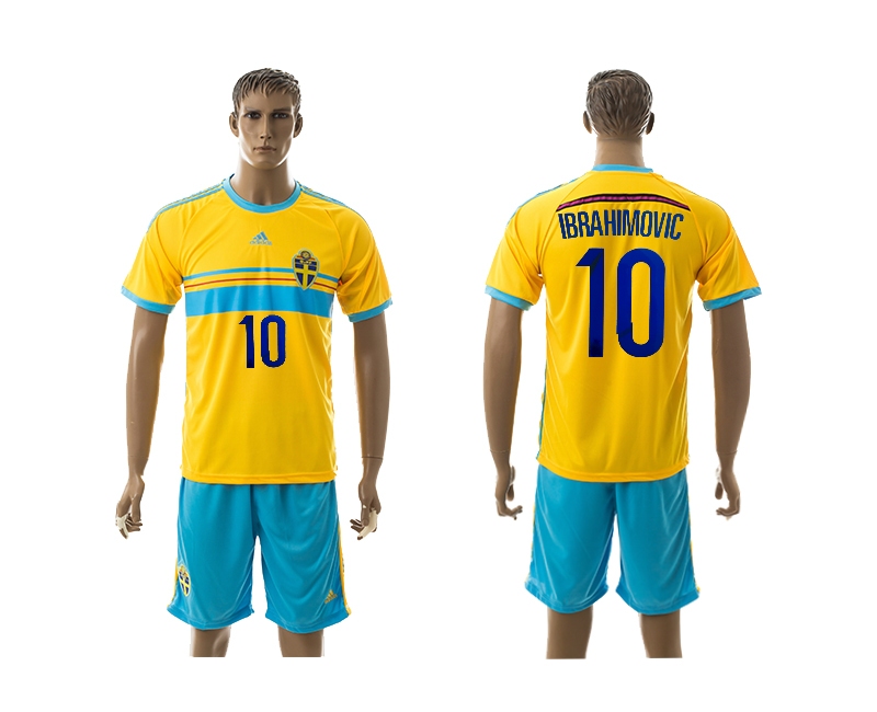 2014-15 Sweden 10 Ibrahimovic Home Soccer Jersey